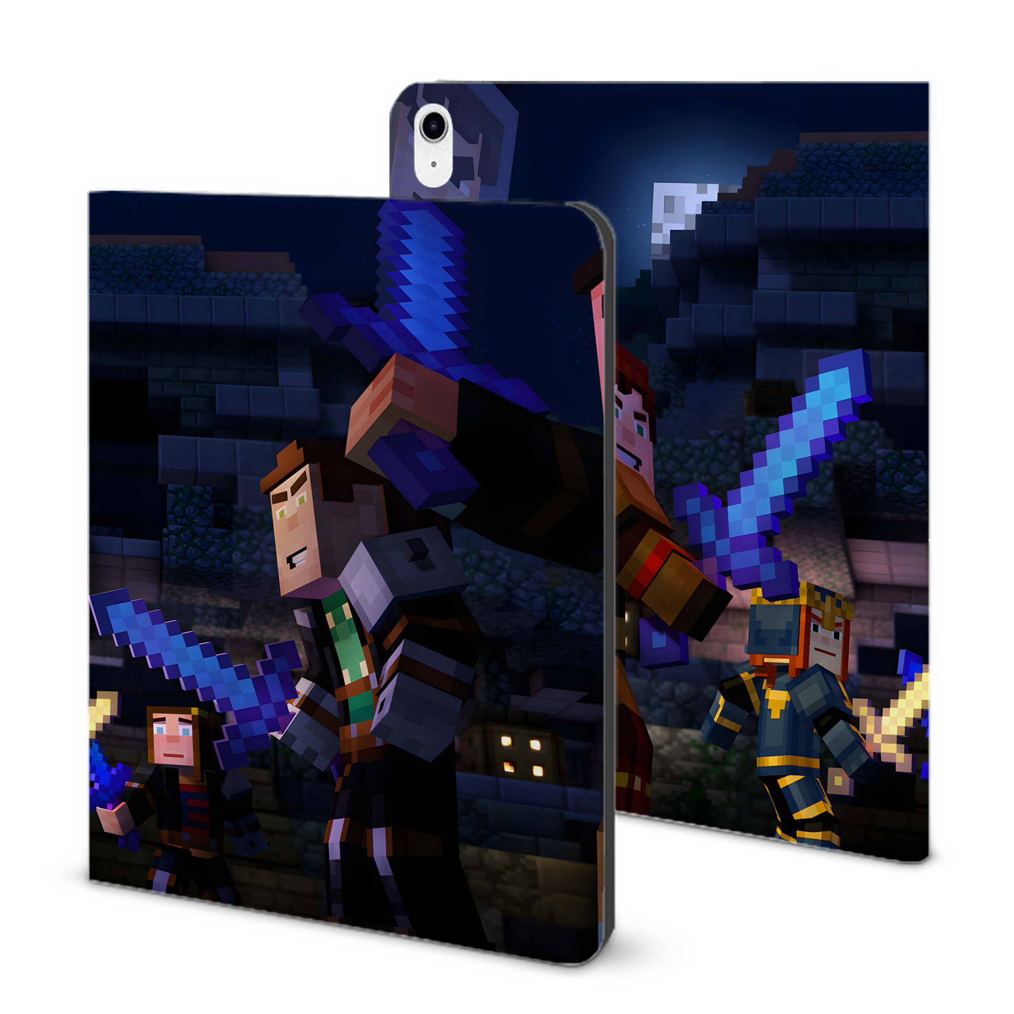 （画像用） マインクラフト ブロックの世界 Minecraft MC Block world IPad ケース ブック型 PUレザー TPU 耐衝撃 軽量 薄型 ペン収納なし 全面保護 IPad 各モデル対応